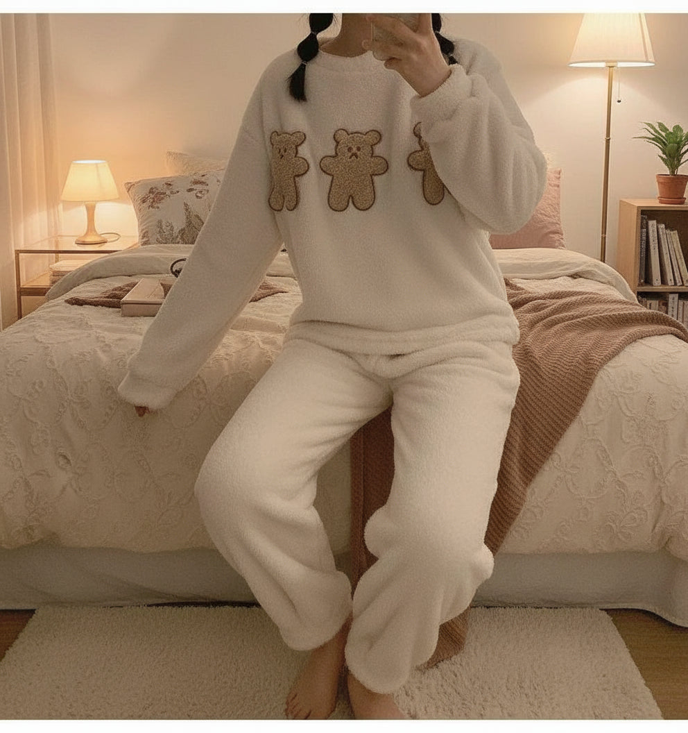 Pyjama d’hiver en polaire douce – Ourson câlin noir