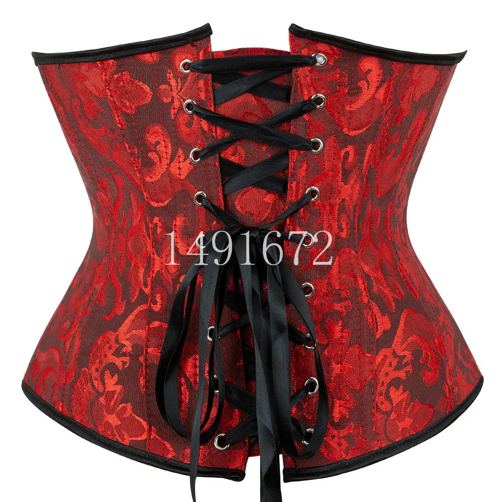 Corset noir Sapubonva, top sous-poitrine grande taille, serre-taille en satin, corset sexy gothique pour le sport, lingerie Korsett femme blanc rouge