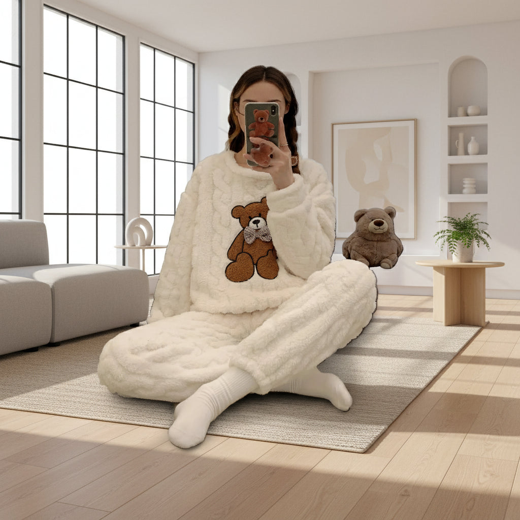 Pyjama Douillet Ourson – Ensemble Polaire d’Hiver Ultra Confort