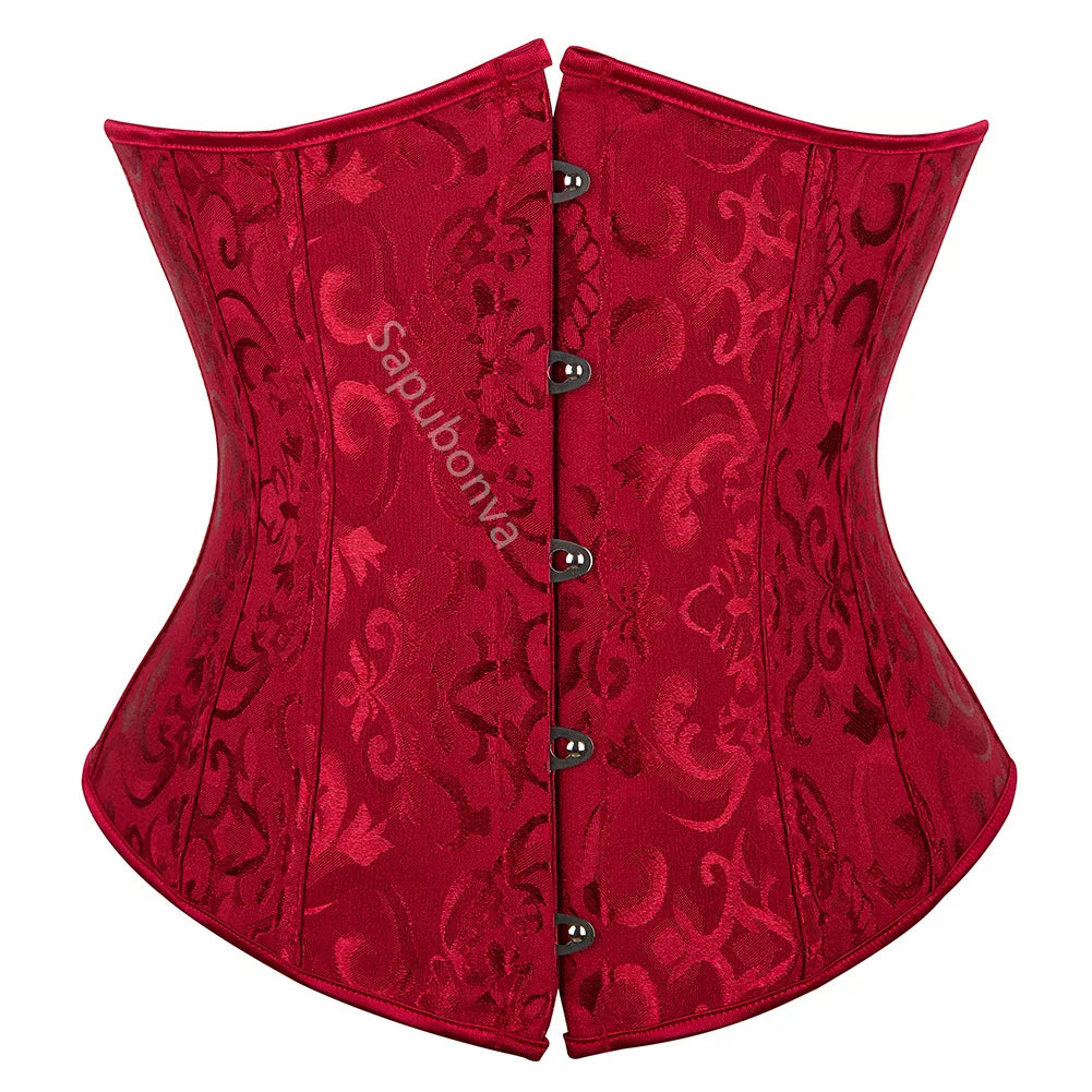 Corset noir Sapubonva, top sous-poitrine grande taille, serre-taille en satin, corset sexy gothique pour le sport, lingerie Korsett femme blanc rouge