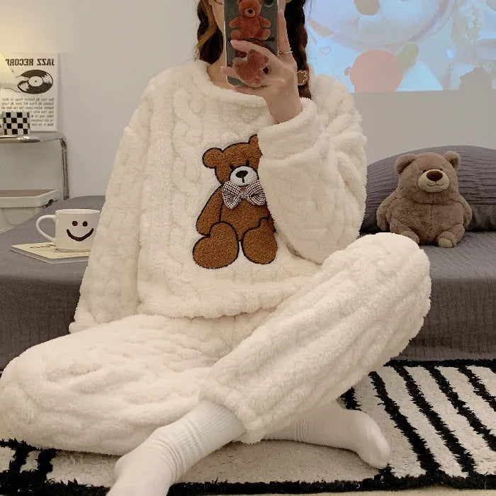 Pyjama Douillet Ourson – Ensemble Polaire d’Hiver Ultra Confort