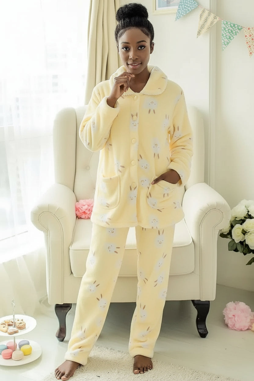 Pyjama en flanelle rose – Douceur lapinou