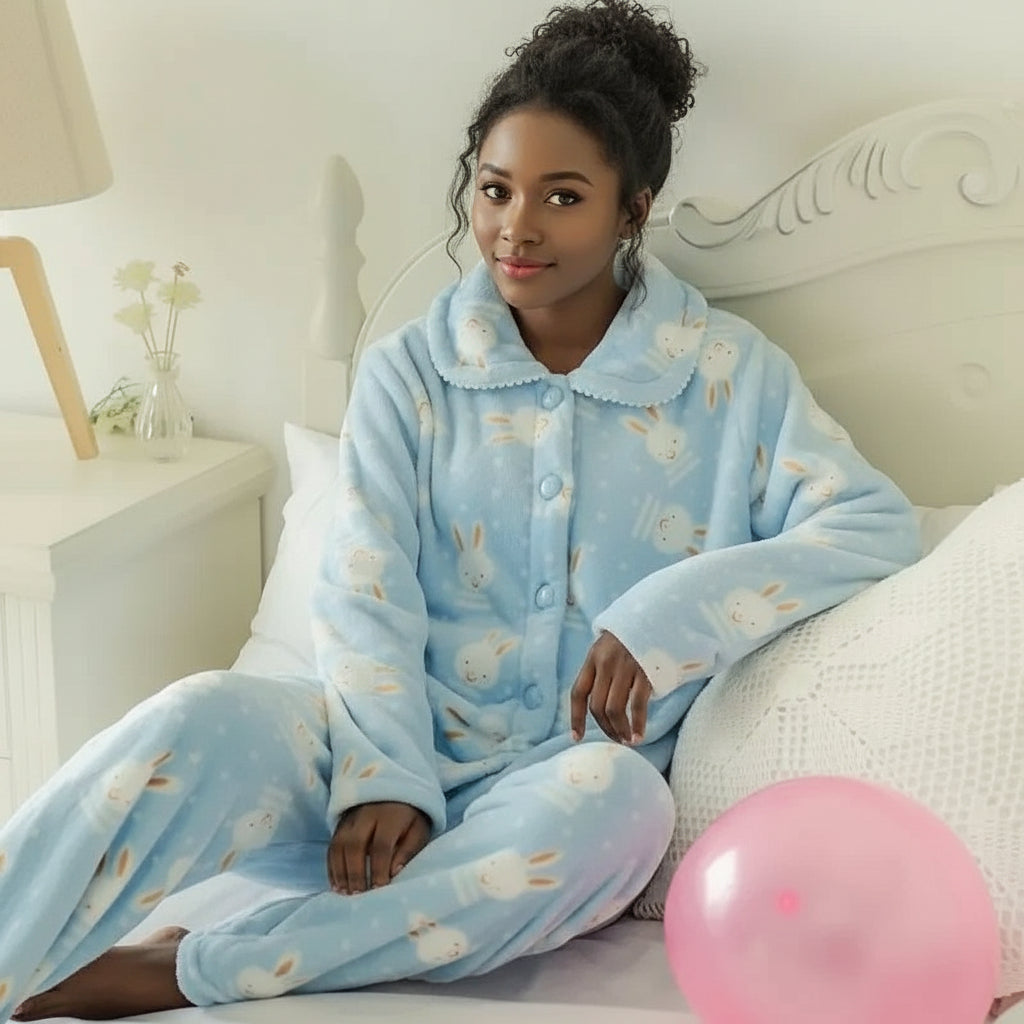 Pyjama en flanelle rose – Douceur lapinou