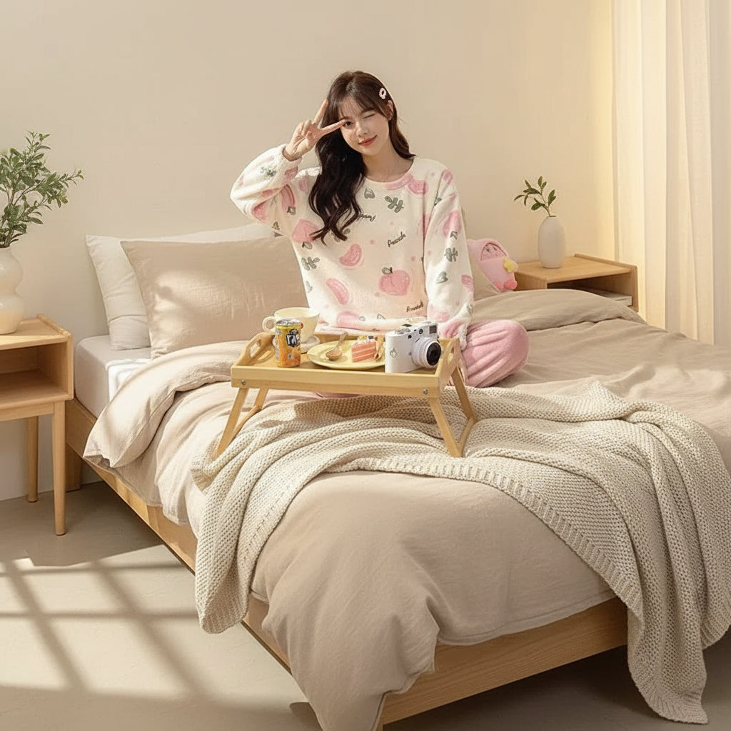 Pyjama moelleux “Sweet Peach” – Confort fruité