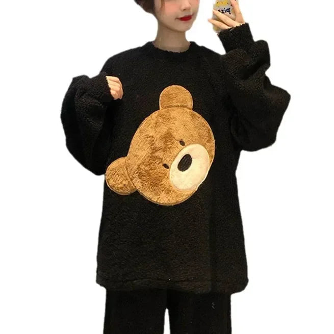 Pyjama d’hiver en polaire douce – Ourson câlin noir