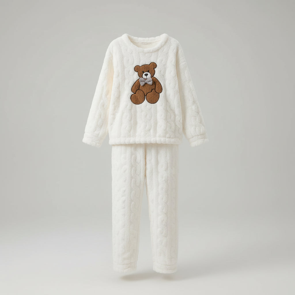 Pyjama Douillet Ourson – Ensemble Polaire d’Hiver Ultra Confort
