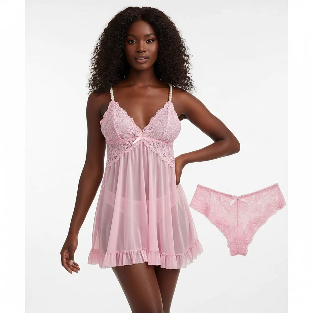 Ensemble de sous-vêtements féminins : nuisette, string, porte-jarretelles, lingerie en dentelle, accessoires sexy, soutien-gorge érotique, nuisette